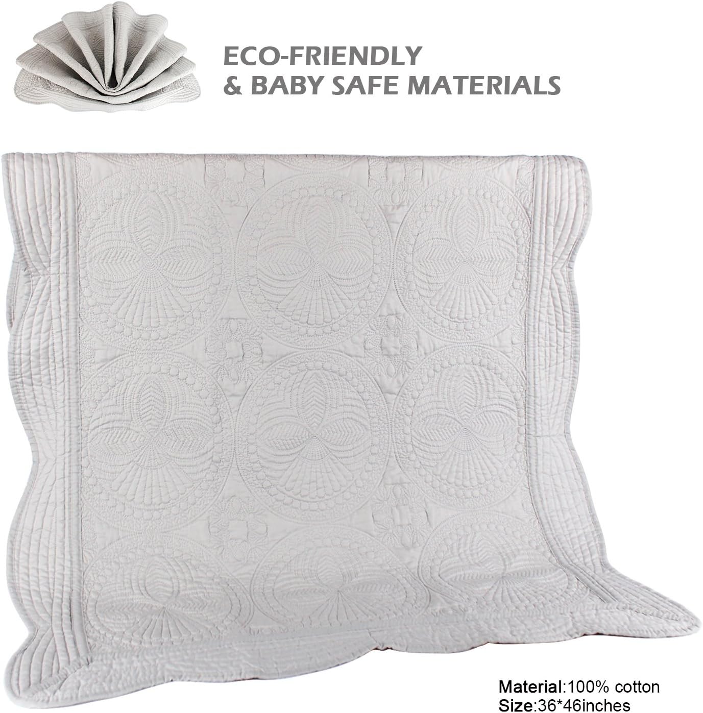 YIQIGO Baby Quilt 36x46inches Lightweight Embossed Cotton Blanket for All Seasons