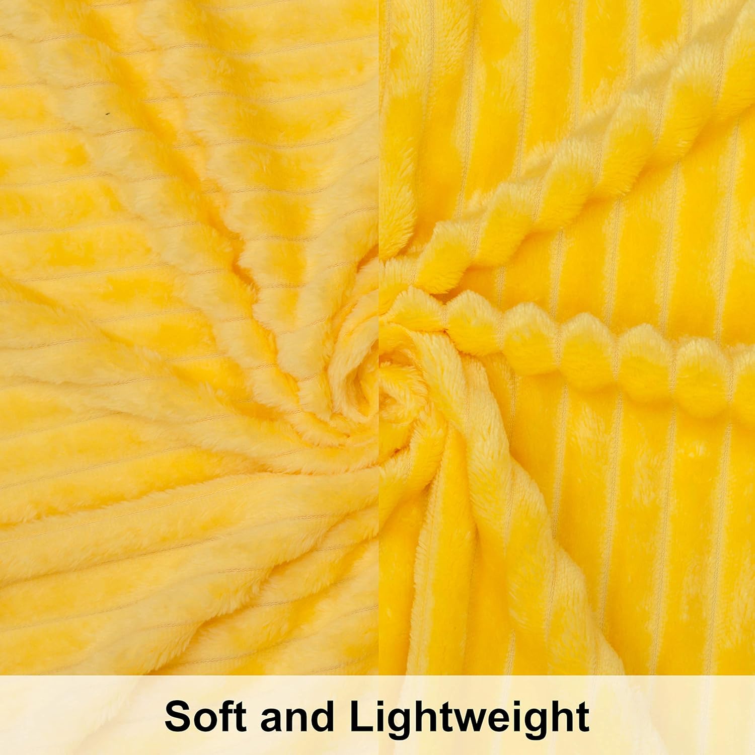 NTBAY Flannel Fuzzy Toddler Blanket Reversible Stripes Design 30 x 40 Inches Yellow