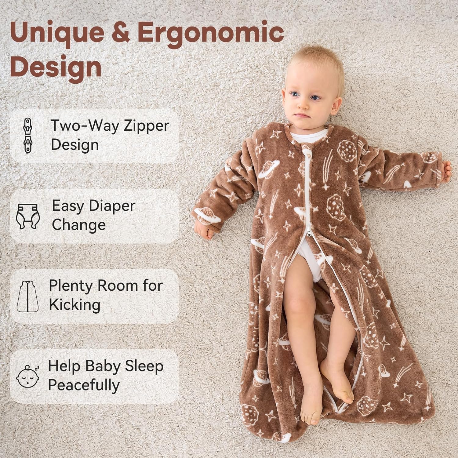 Unnivoll Fleece Sleep Sack for 12-18 Months Toddler