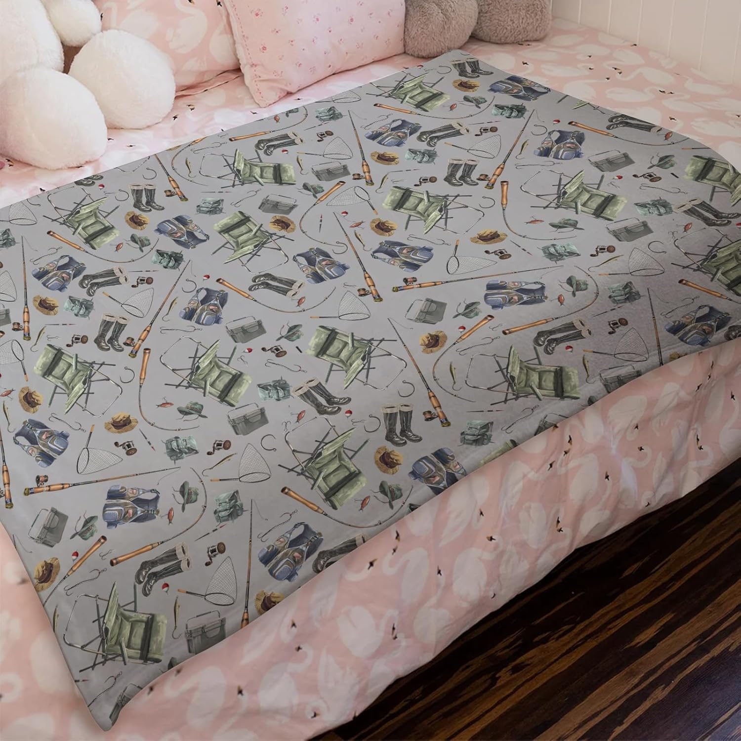 Fishing Baby Blanket for Boys Flannel Swaddle Blanket