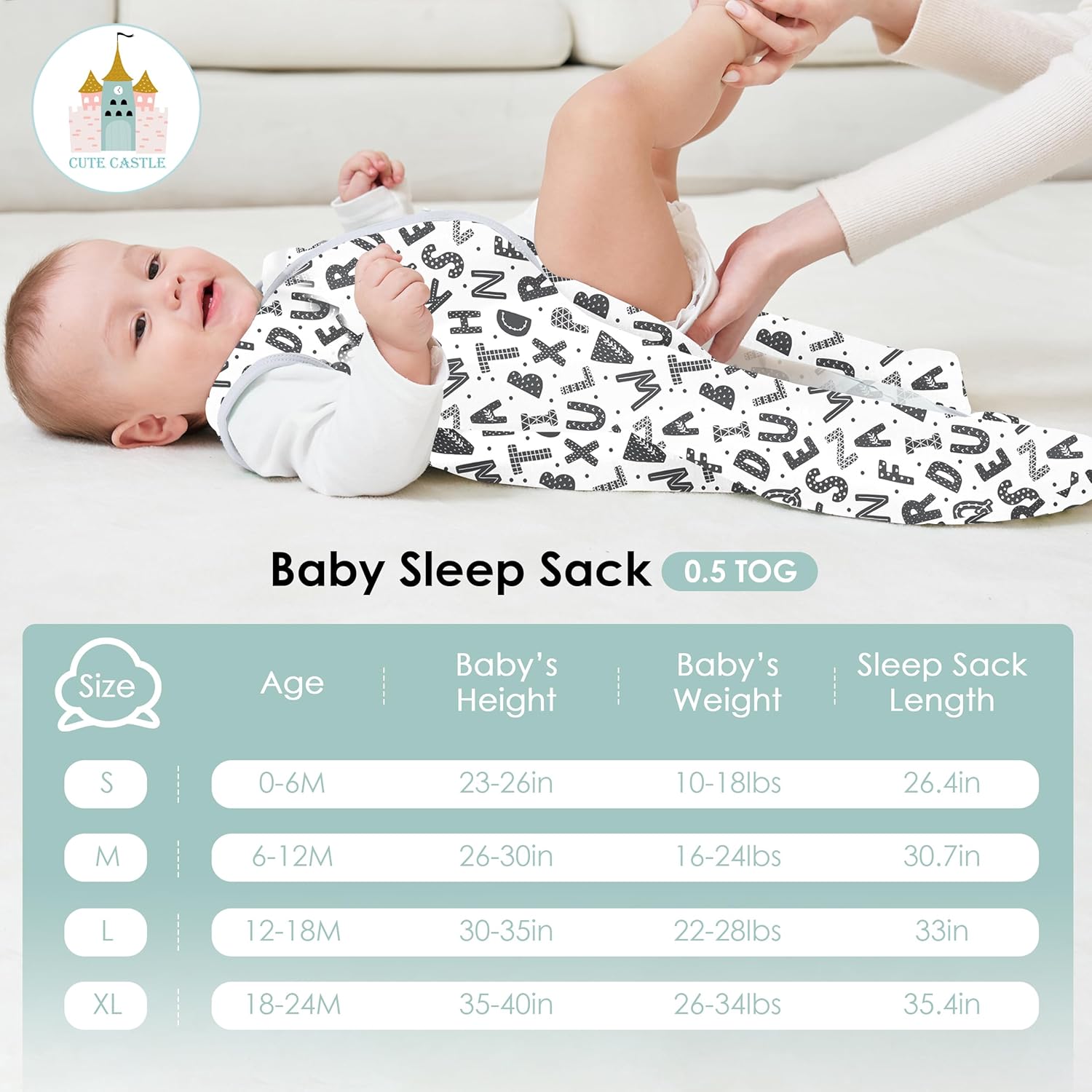 Cute Castle Baby Sleep Sack 6-12 Months 3 Pack