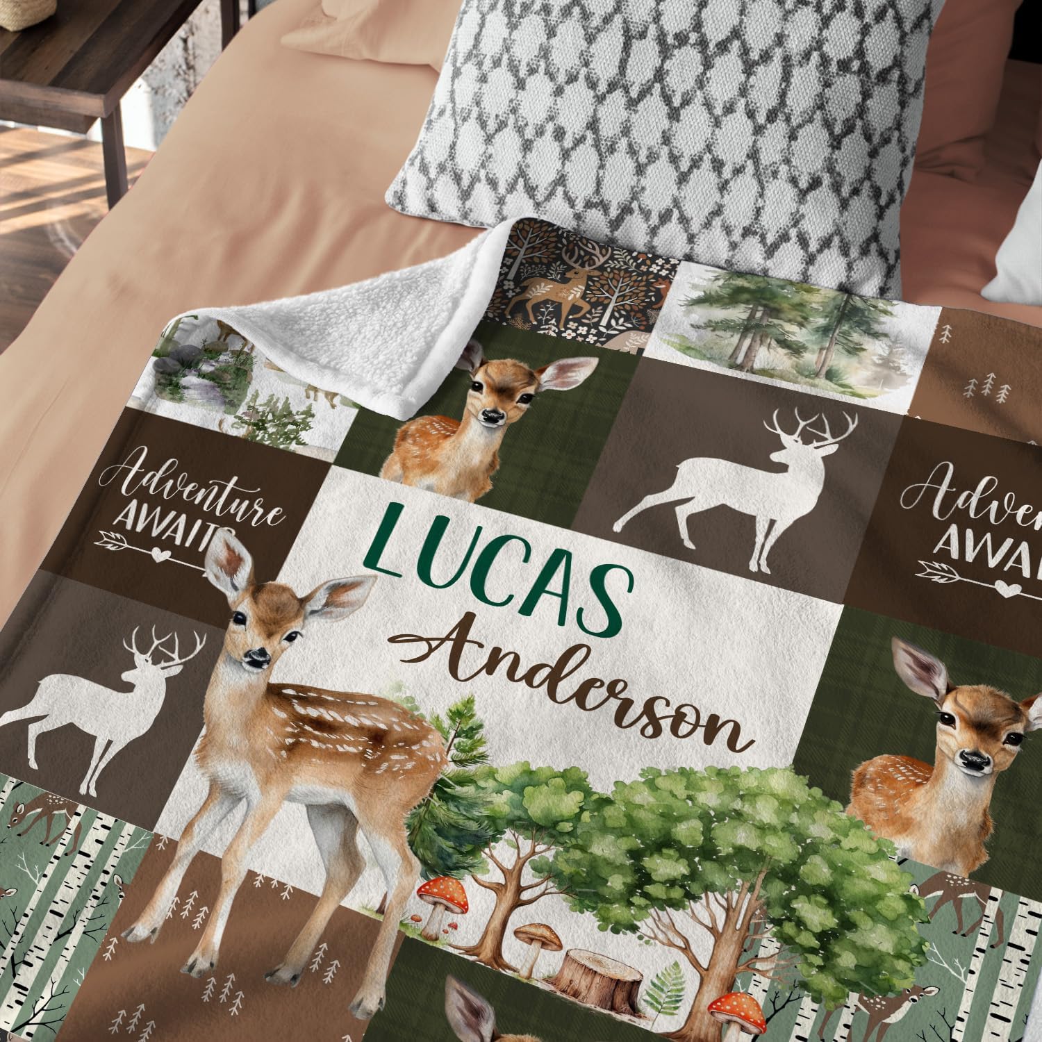 Personalized Baby Deer Blanket Woodland Theme