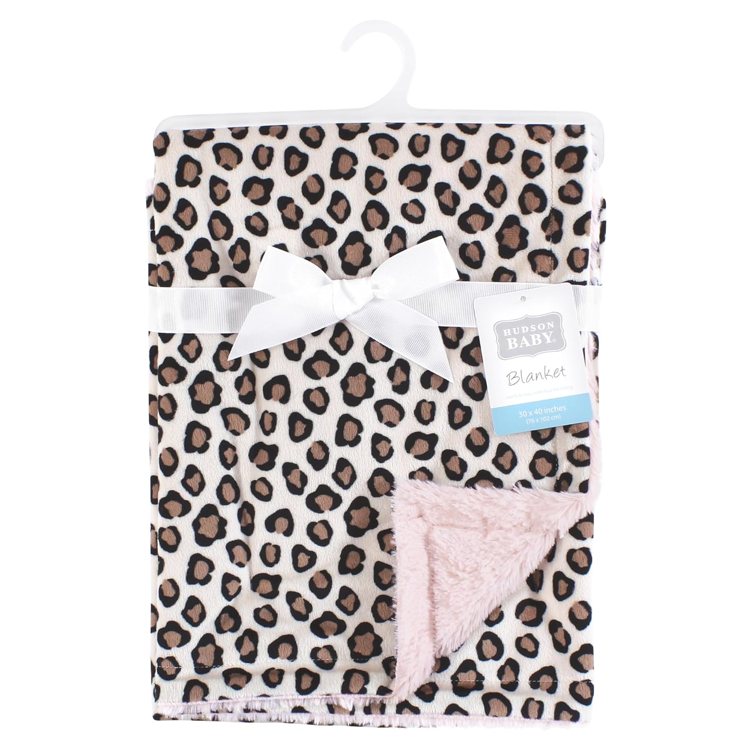 Hudson Baby Unisex Plush Blanket with Furry Binding