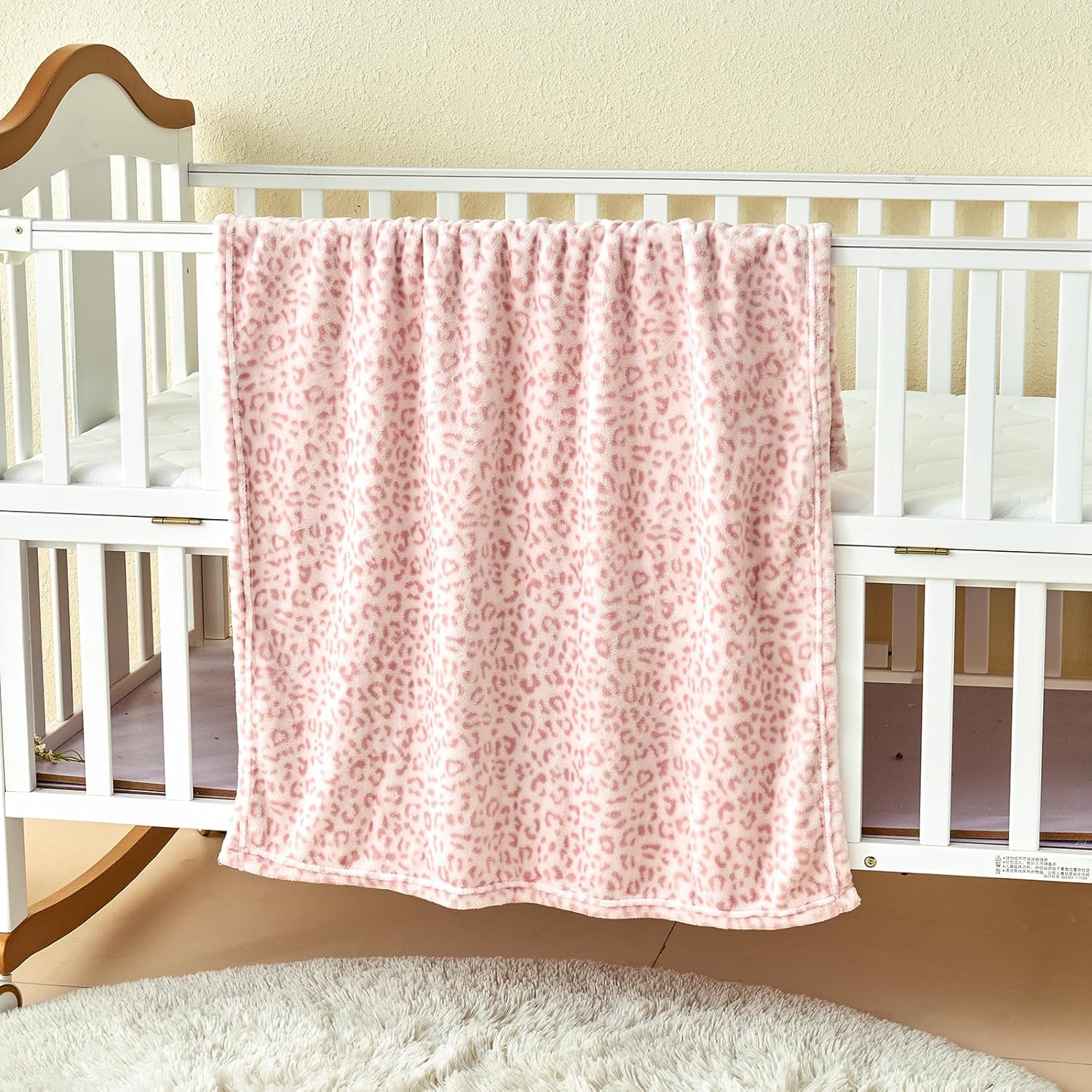 Yurhap Leopard Print Baby Blanket Fleece 30x40 Light Pink