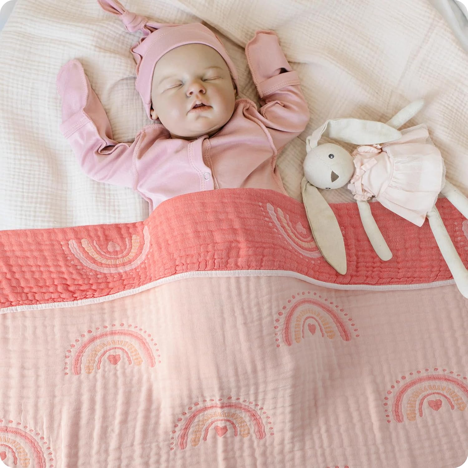6-Layer Organic Cotton Baby Blanket Reversible Neutral 433x413