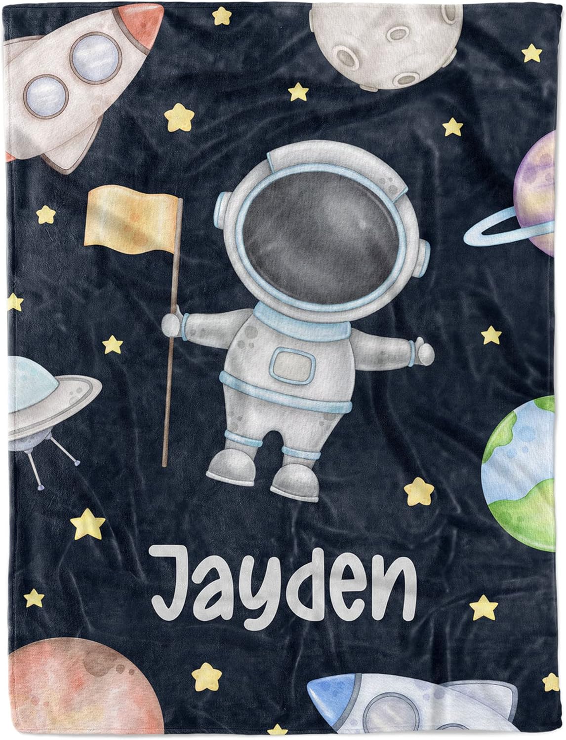 Arteaga Personalized Baby Blanket for Boys - Outer Space King Size