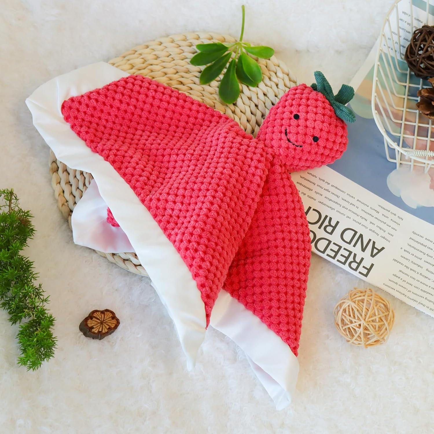 Apricot Lamb Strawberry Security Blanket Baby Lovey