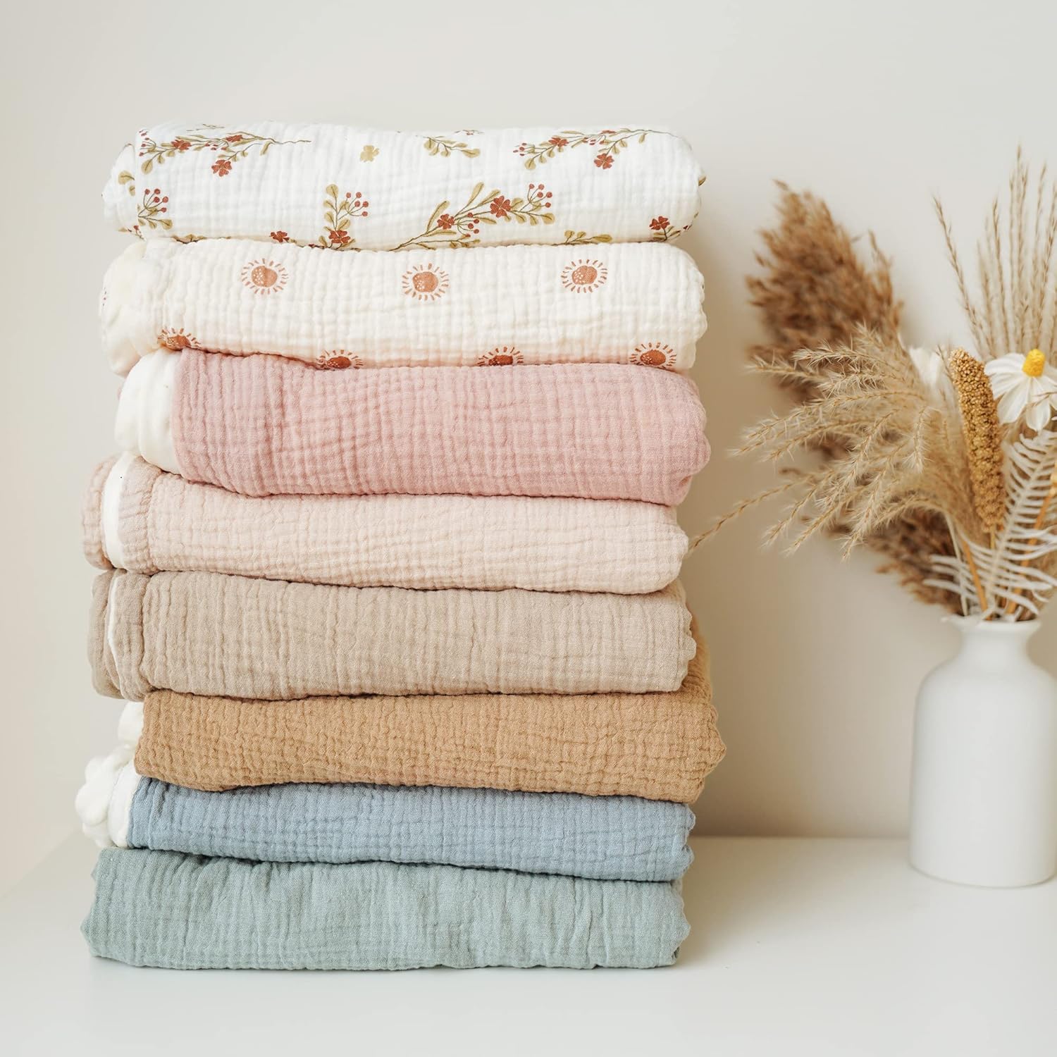 Konssy Soft Baby Blanket with Muslin Cotton Front and Dotted Fleece Back 1