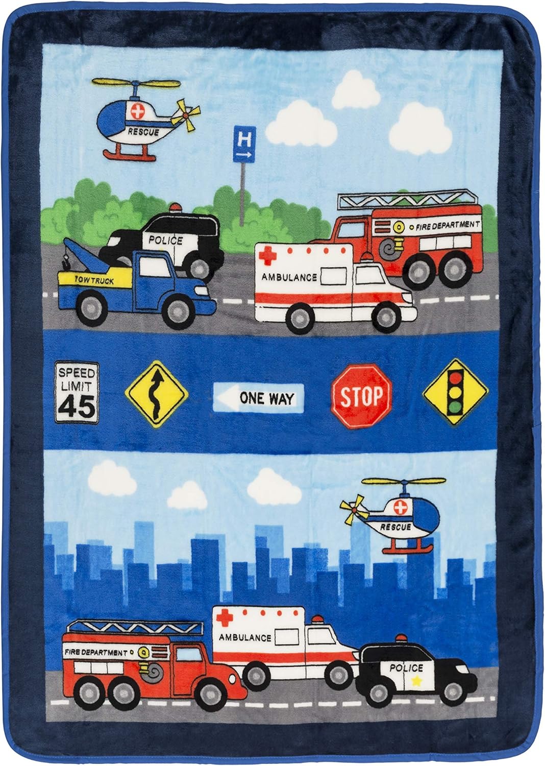 EVERYDAY KIDS Toddler Throw Blanket - Fire and Police Rescue Design