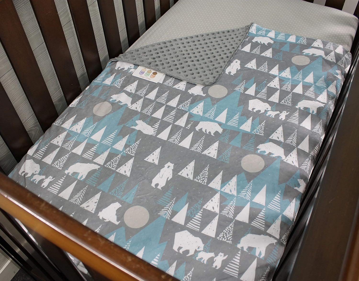 Top Tots Deluxe Baby Blanket - White Bear and Trees