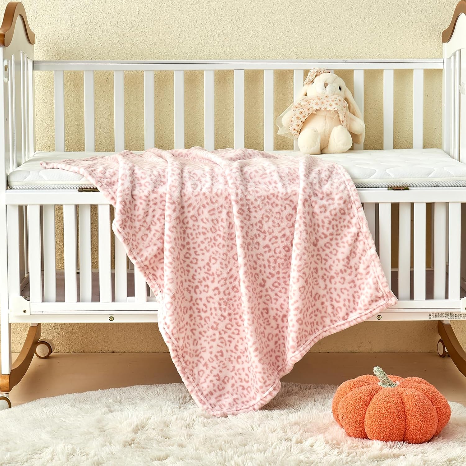 Yurhap Leopard Print Baby Blanket Fleece 30x40 Light Pink