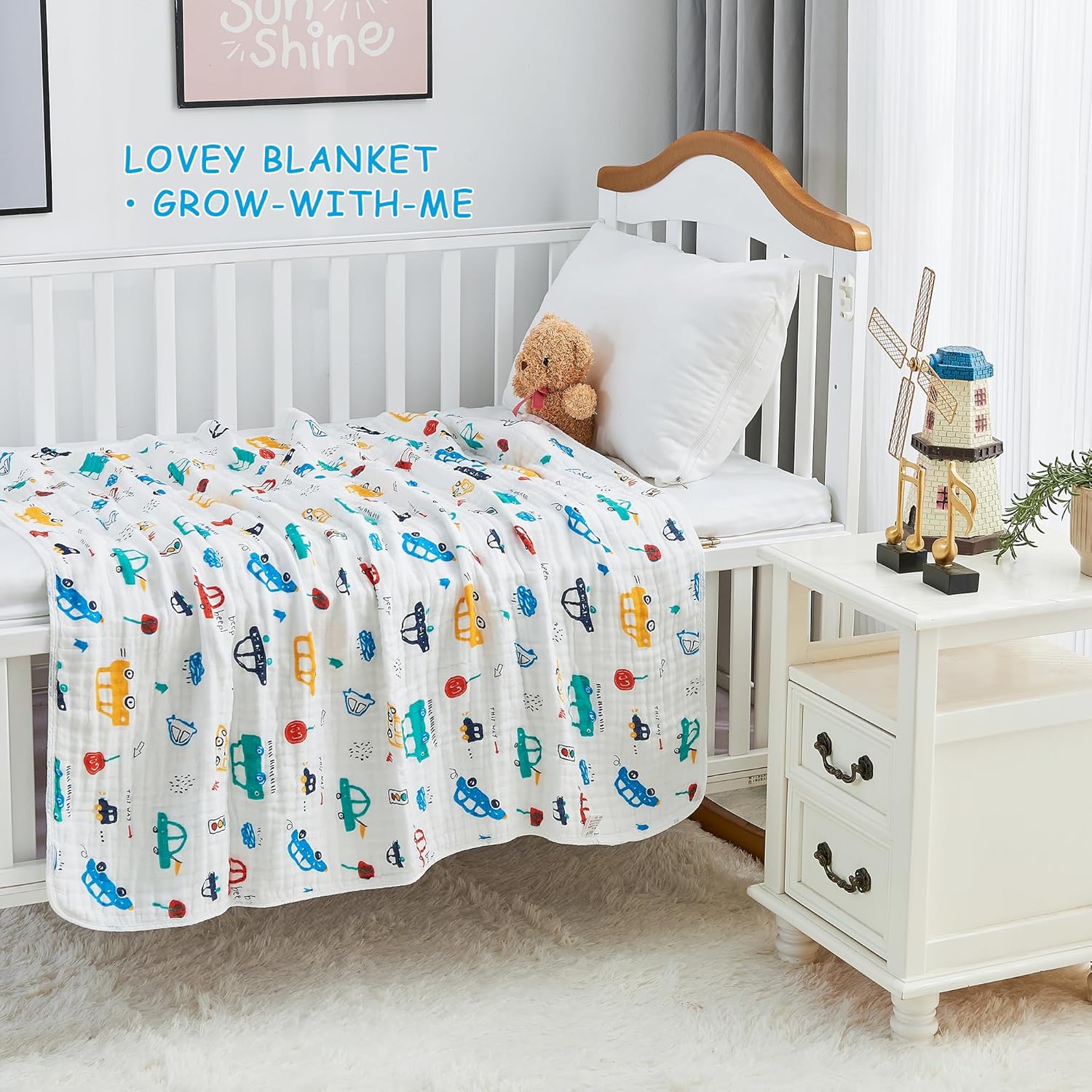 ROSE FEATHER 6-Layer Muslin Baby Blanket Cozy Swaddle 43x43 Inch
