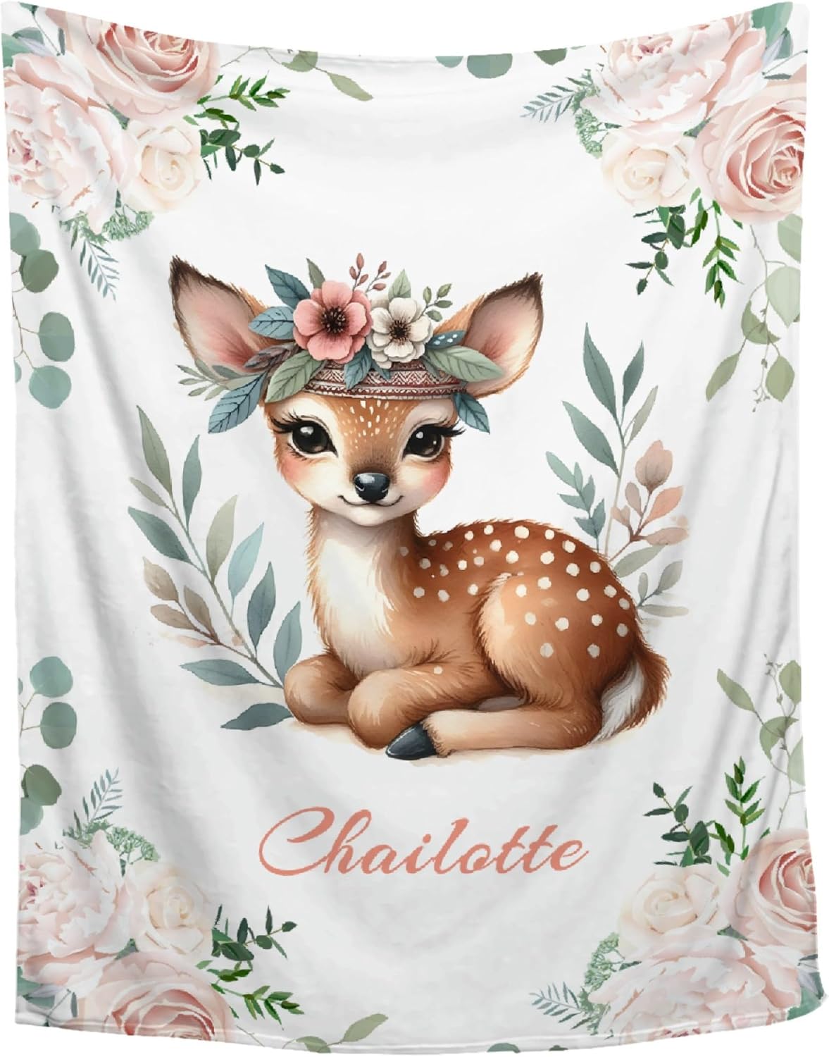 Aniruddha Personalized Deer Baby Blanket Toddler Size 30x40