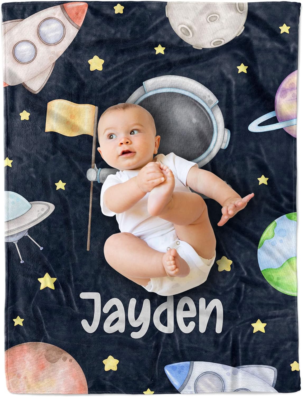 Arteaga Personalized Baby Blanket for Boys - Outer Space King Size
