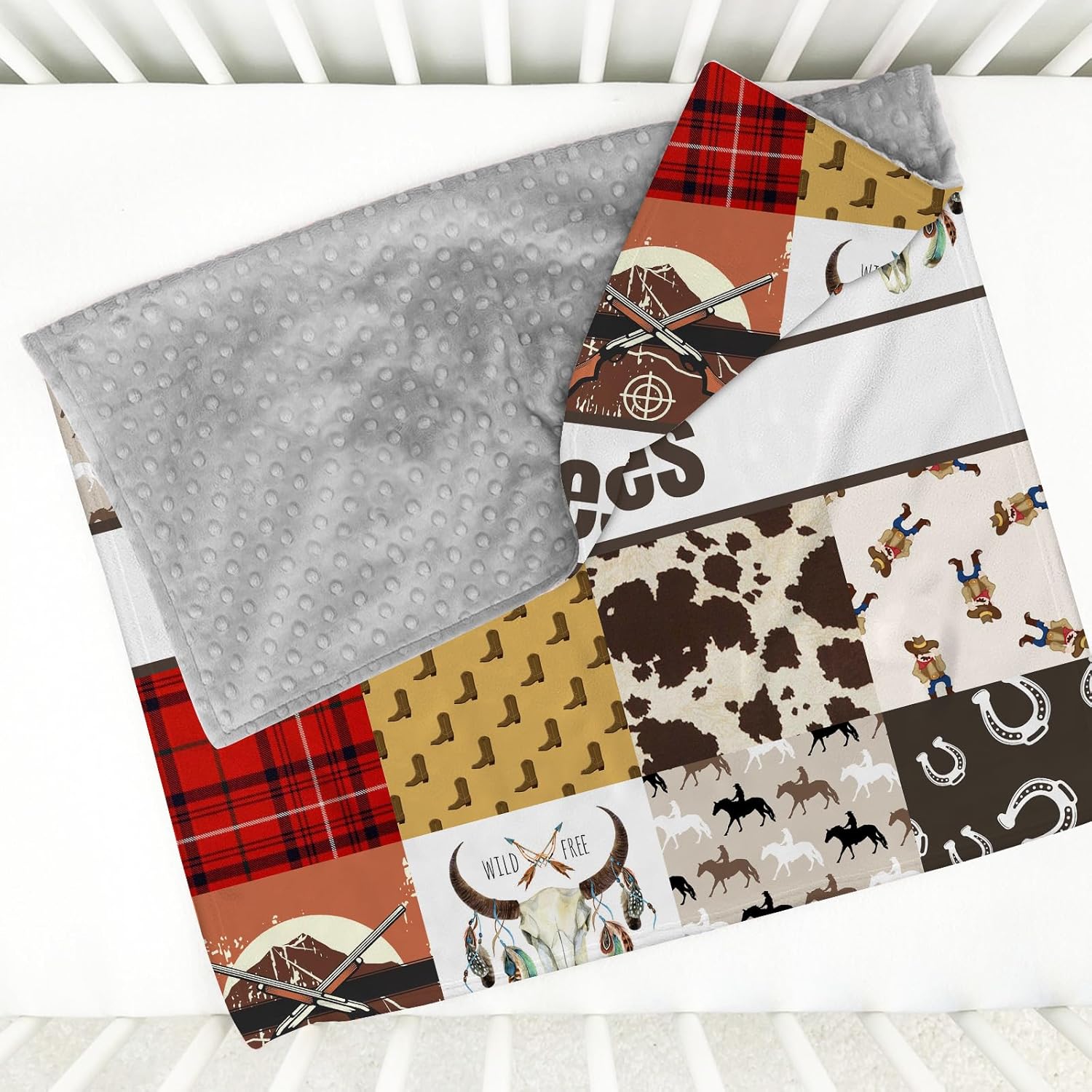 Custom Baby Blanket with Name - Western Design for Boys