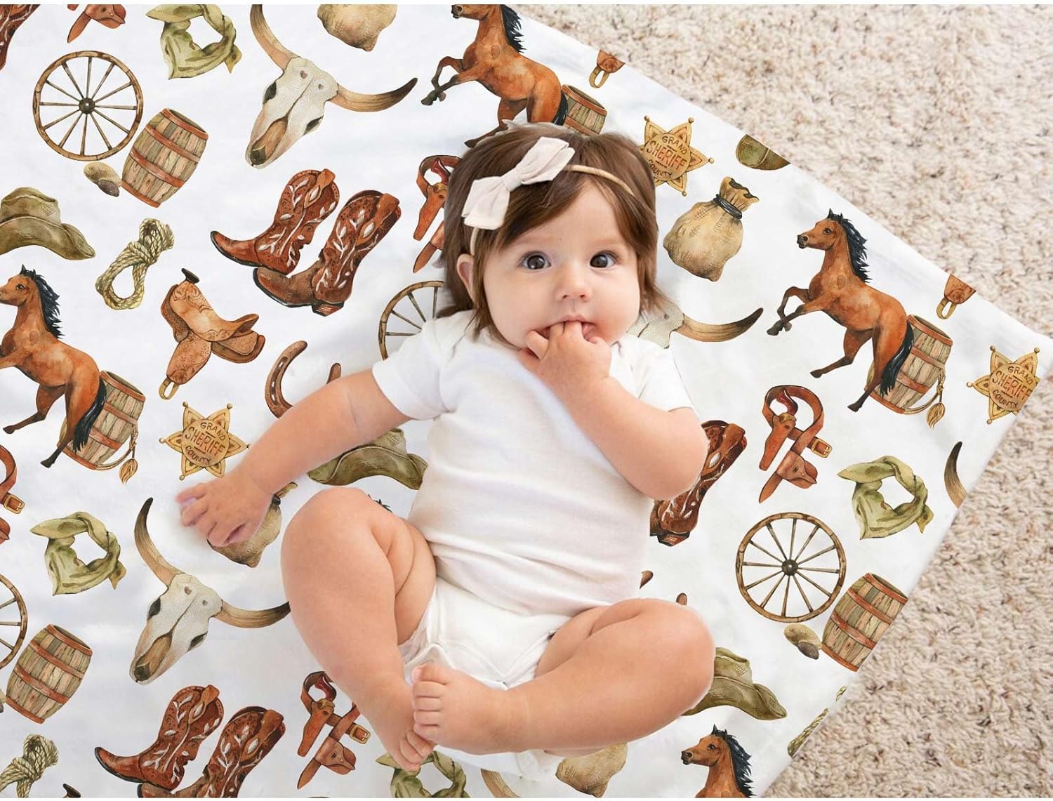 Western Cowboy Baby Blanket for Boys 30x40 Inch