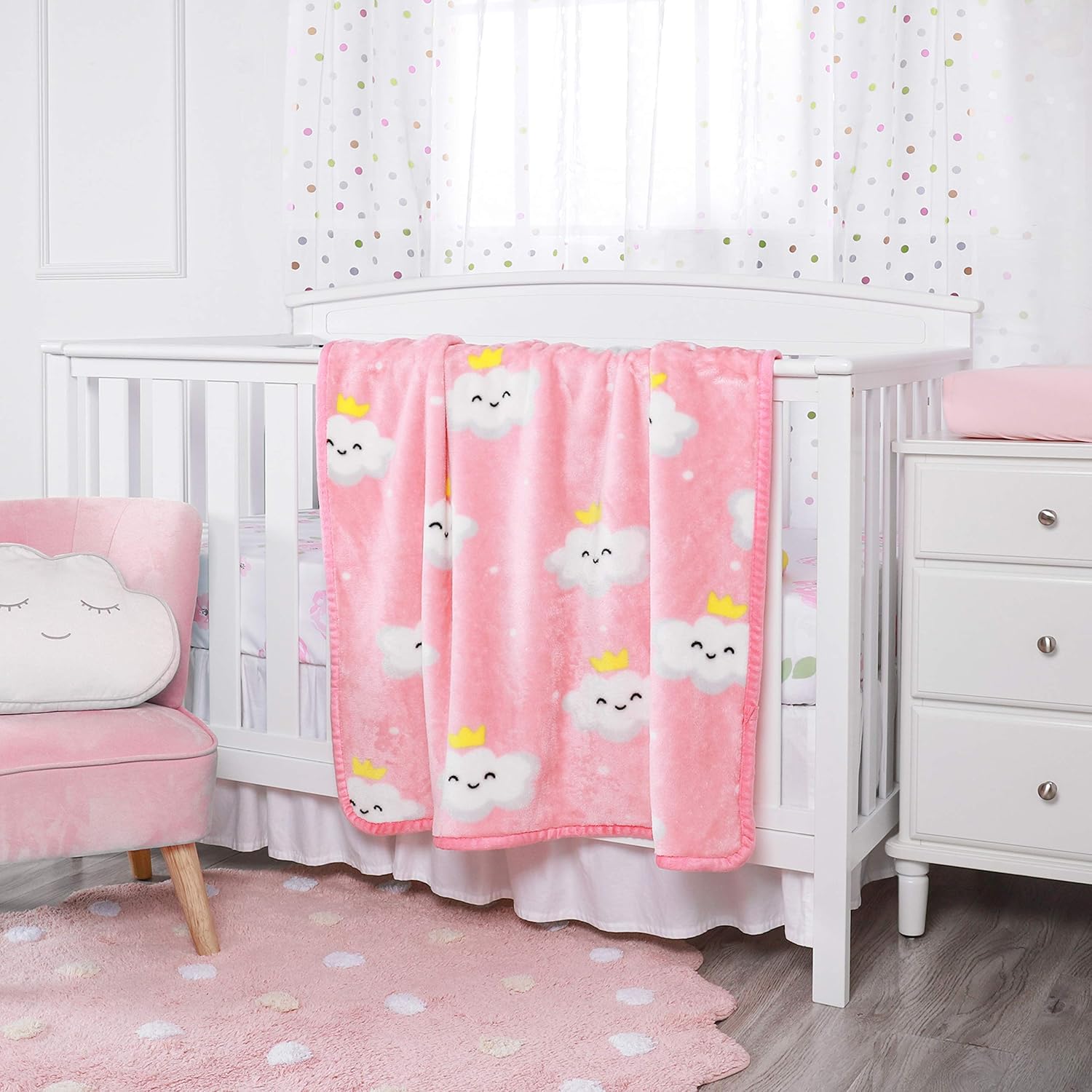 TILLYOU Toddler Flannel Blanket - 40x50 Inches Pink Cloud 1
