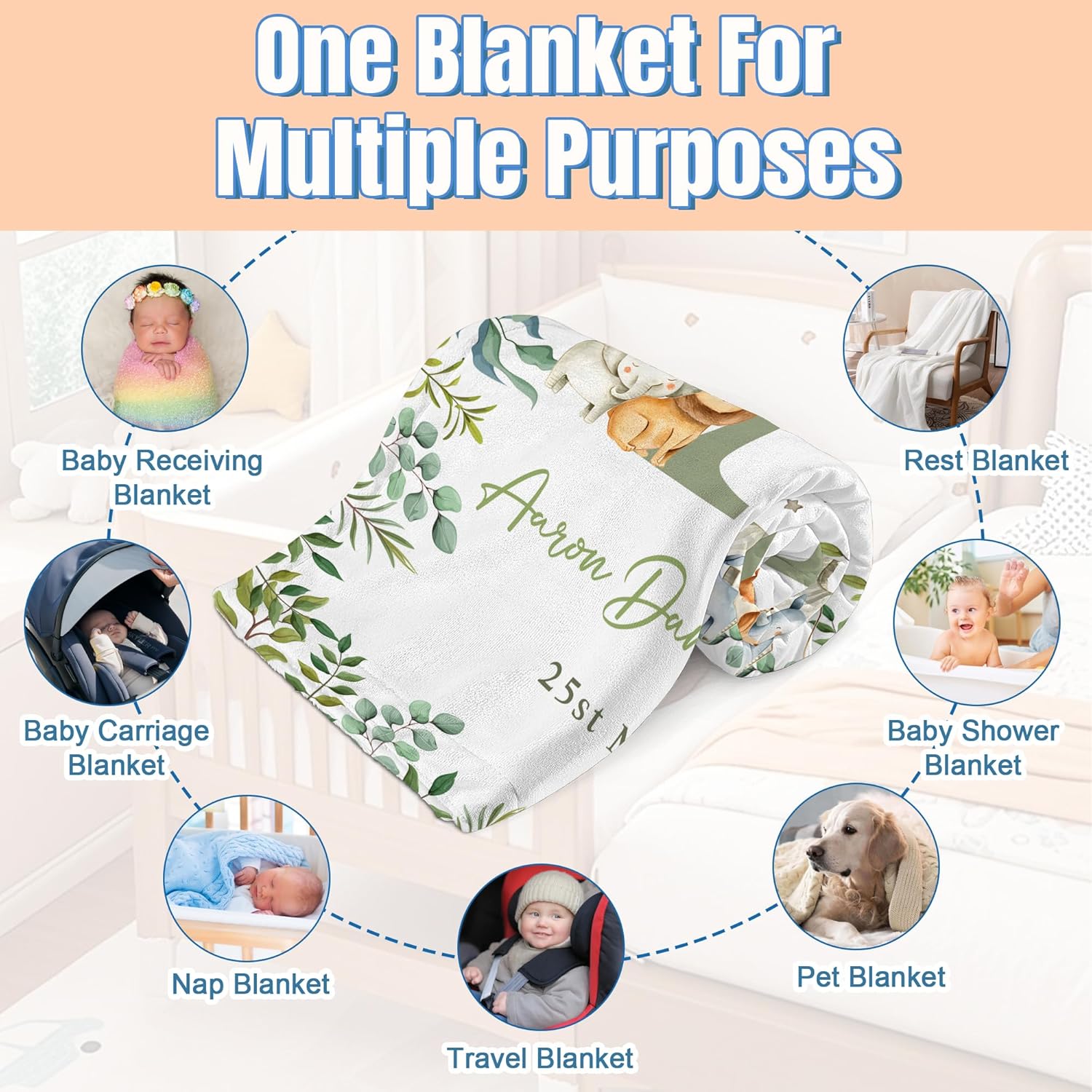 Personalized Baby Blanket with Name for Girls and Boys