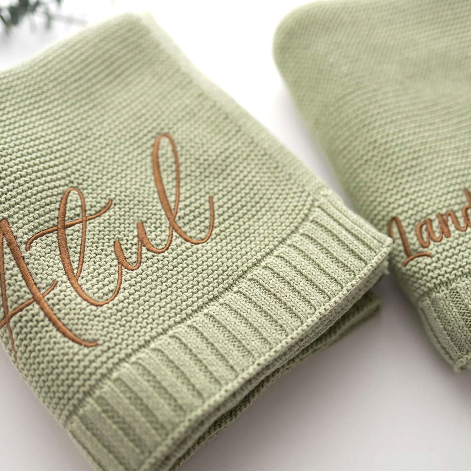 Custom Knit Baby Blanket with Embroidery - Personalized Name Blanket