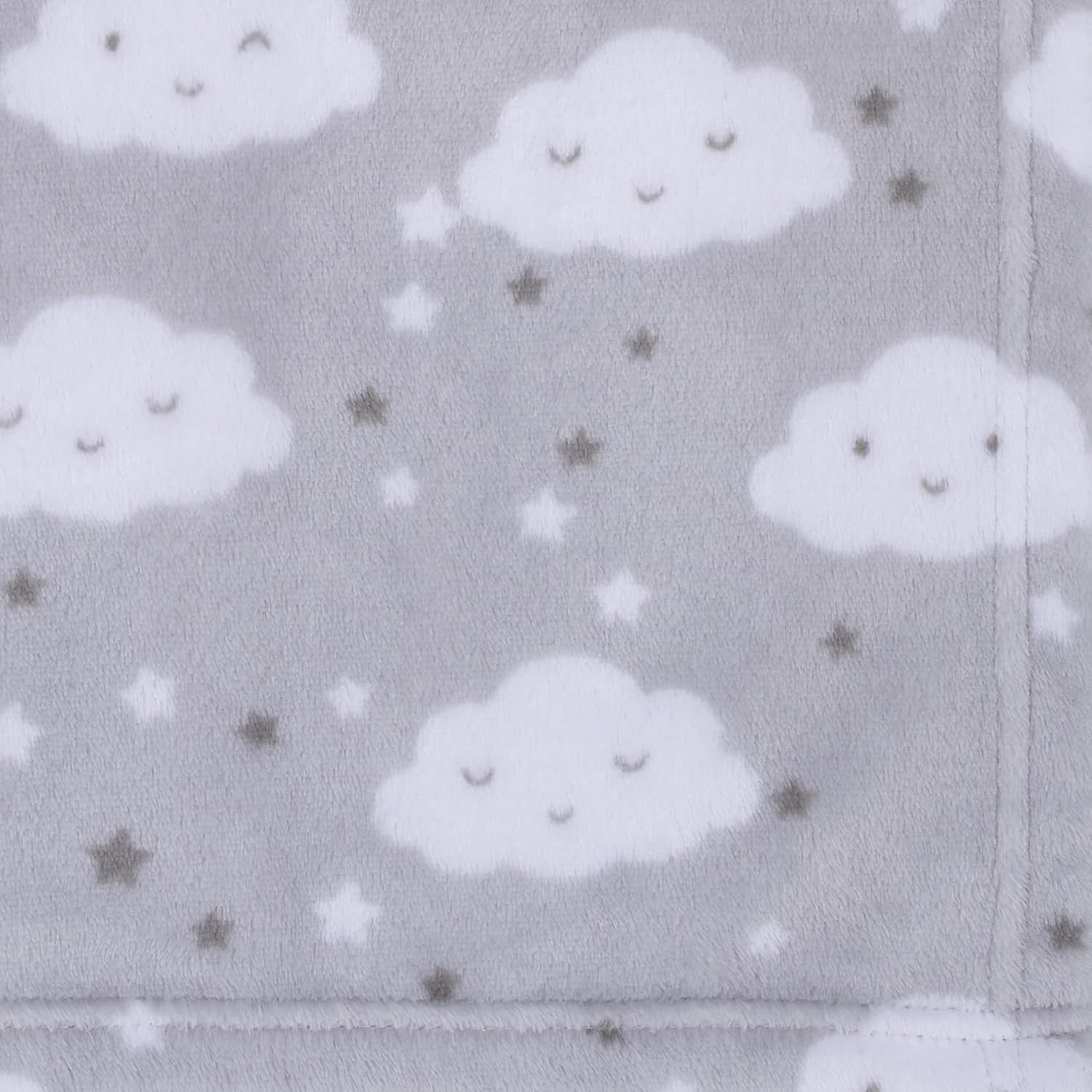 NoJo Super Soft Clouds Stars Plush Blanket Grey