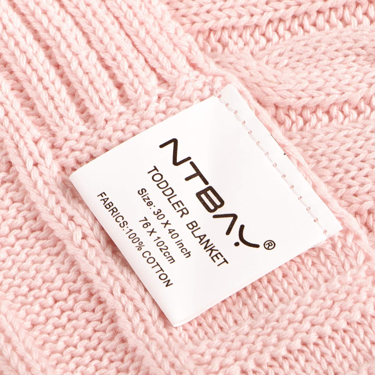 NTBAY 100 Pure Cotton Cable Knit Toddler Blanket Baby Pink 30x40 Inches