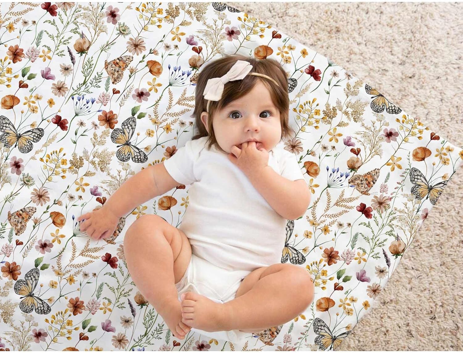 Wildflower Butterfly Baby Blanket for Girls 30x40