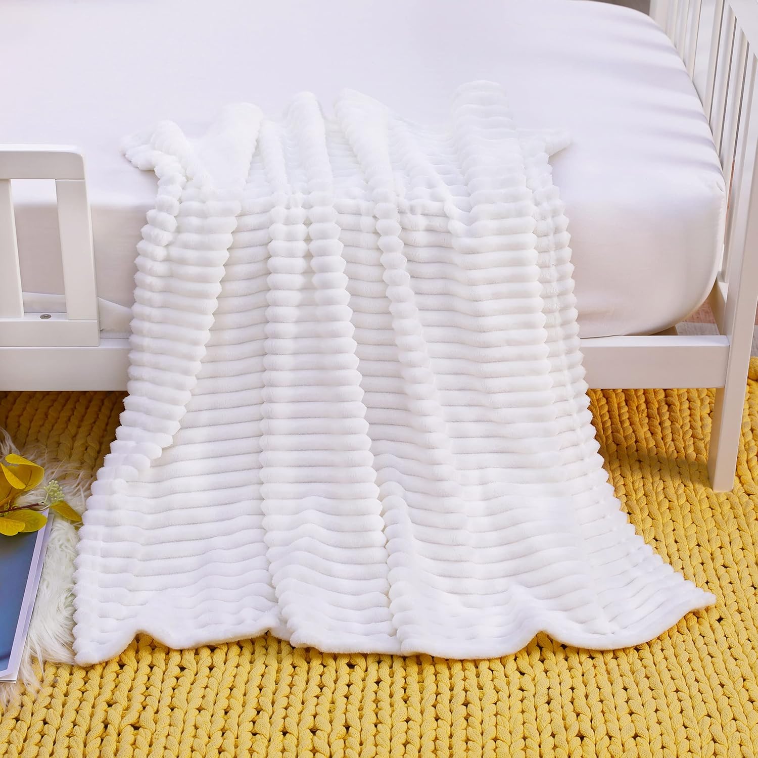 NTBAY Plush Flannel Baby Blanket 30x40 Inches Soft and Warm Striped Design