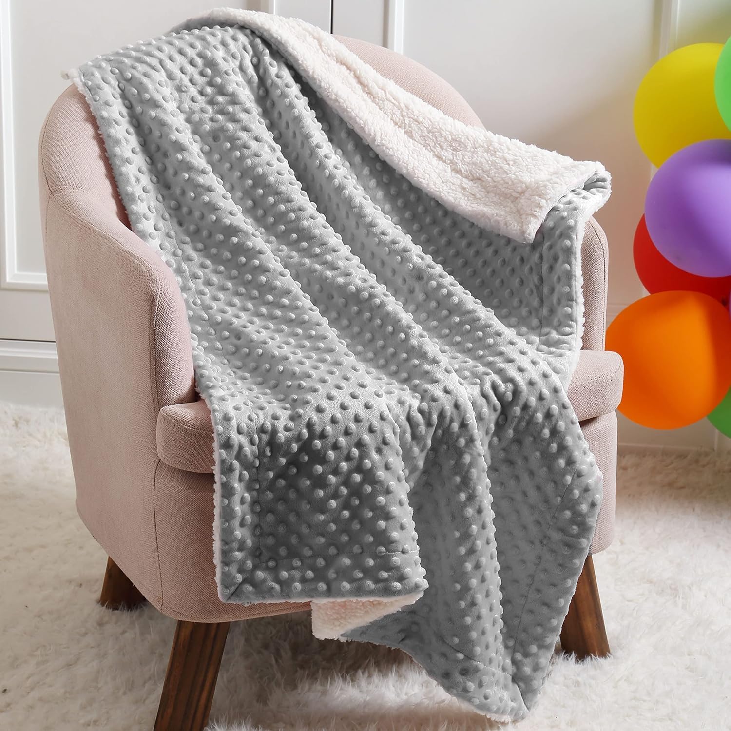 CREVENT Baby Welcome Gift Set with Blankets and Storage Basket Grey