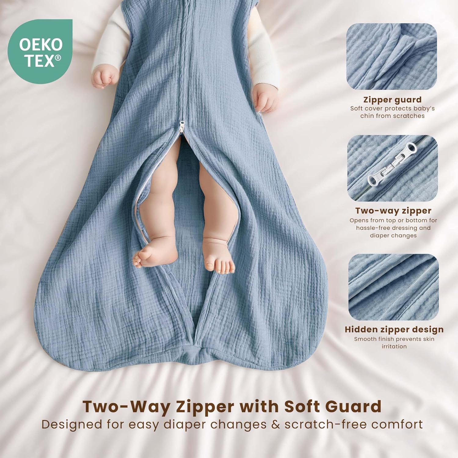 Konssy 2-Pack Baby Sleep Sack 6-12 Months