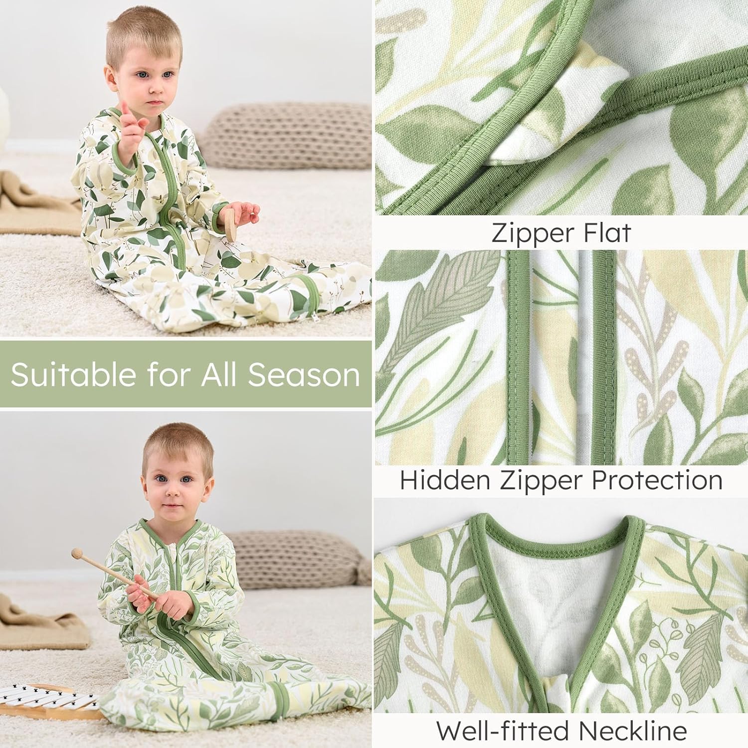 Yoofoss Baby Sleep Sack 0-6 Months 100 Cotton 2-Way Zipper 1
