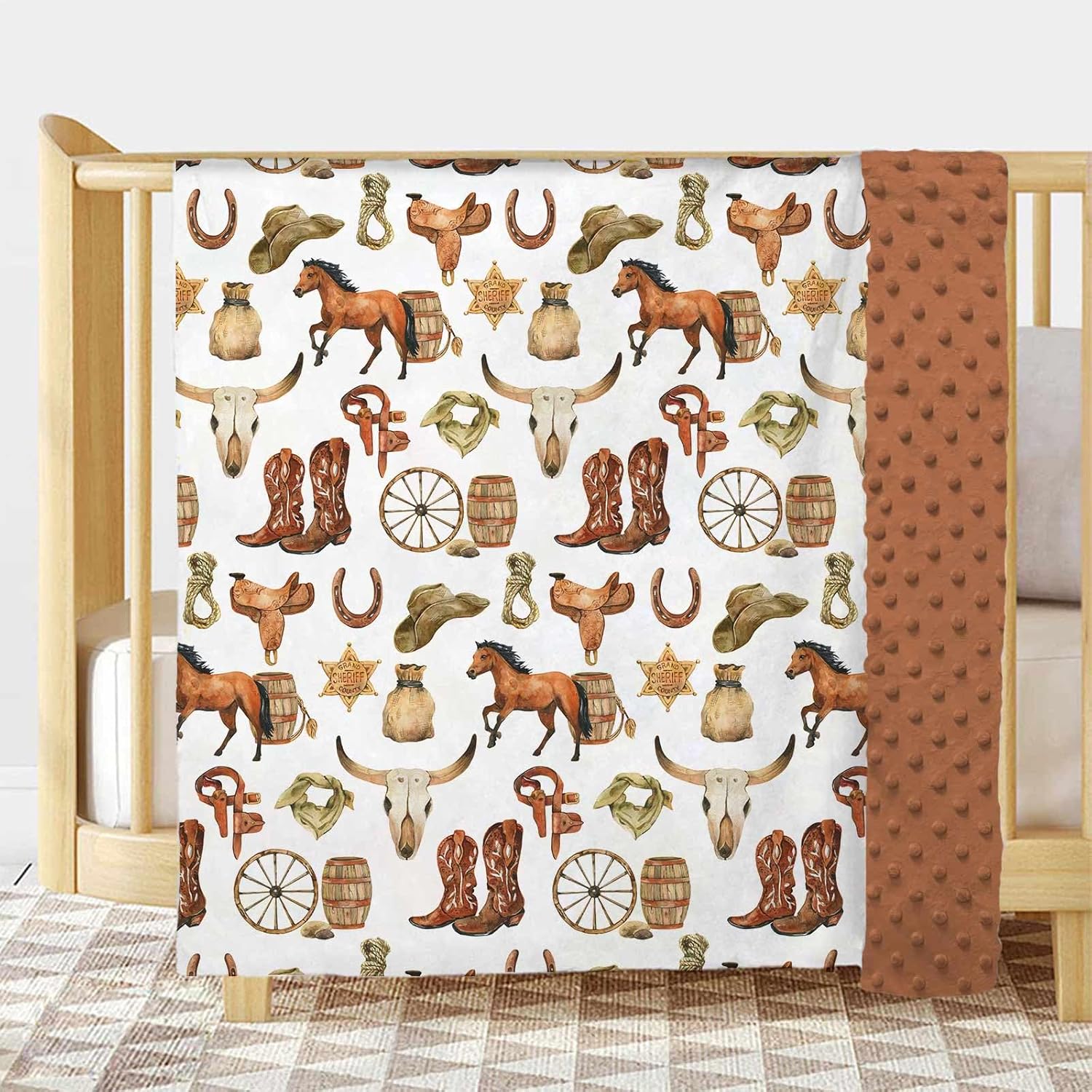 Western Cowboy Baby Blanket for Boys 30x40 Inch