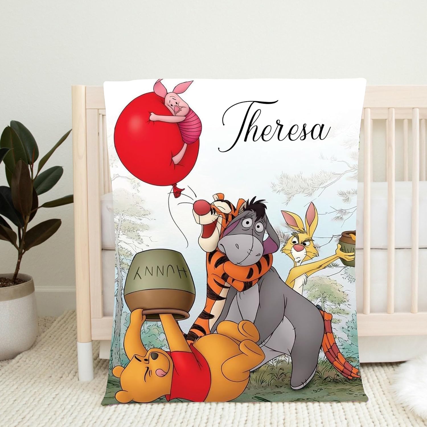 Personalized Pooh Bear Blanket for Kids