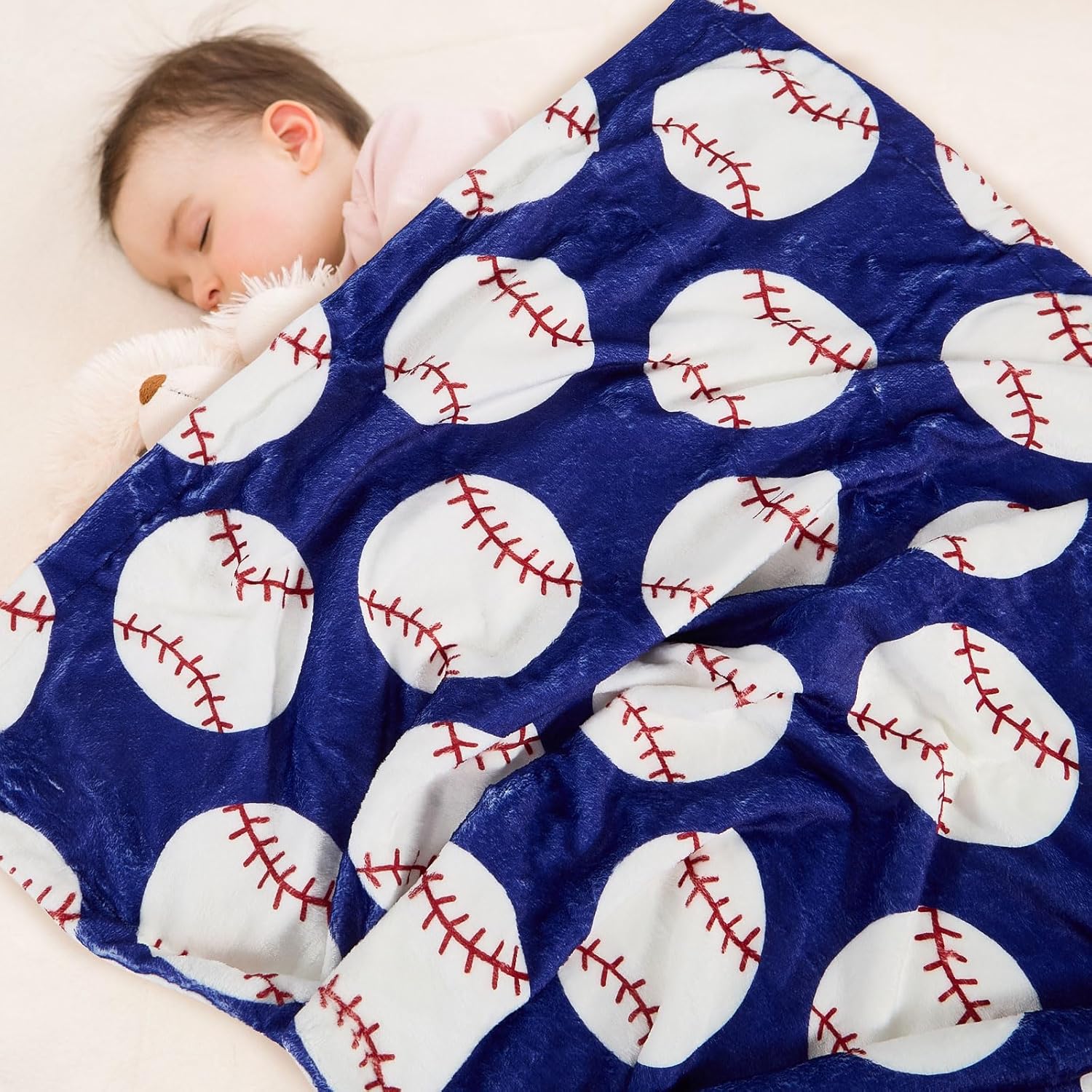 Baseball Baby Blanket Soft Fleece Double Layer 265x40 Inches