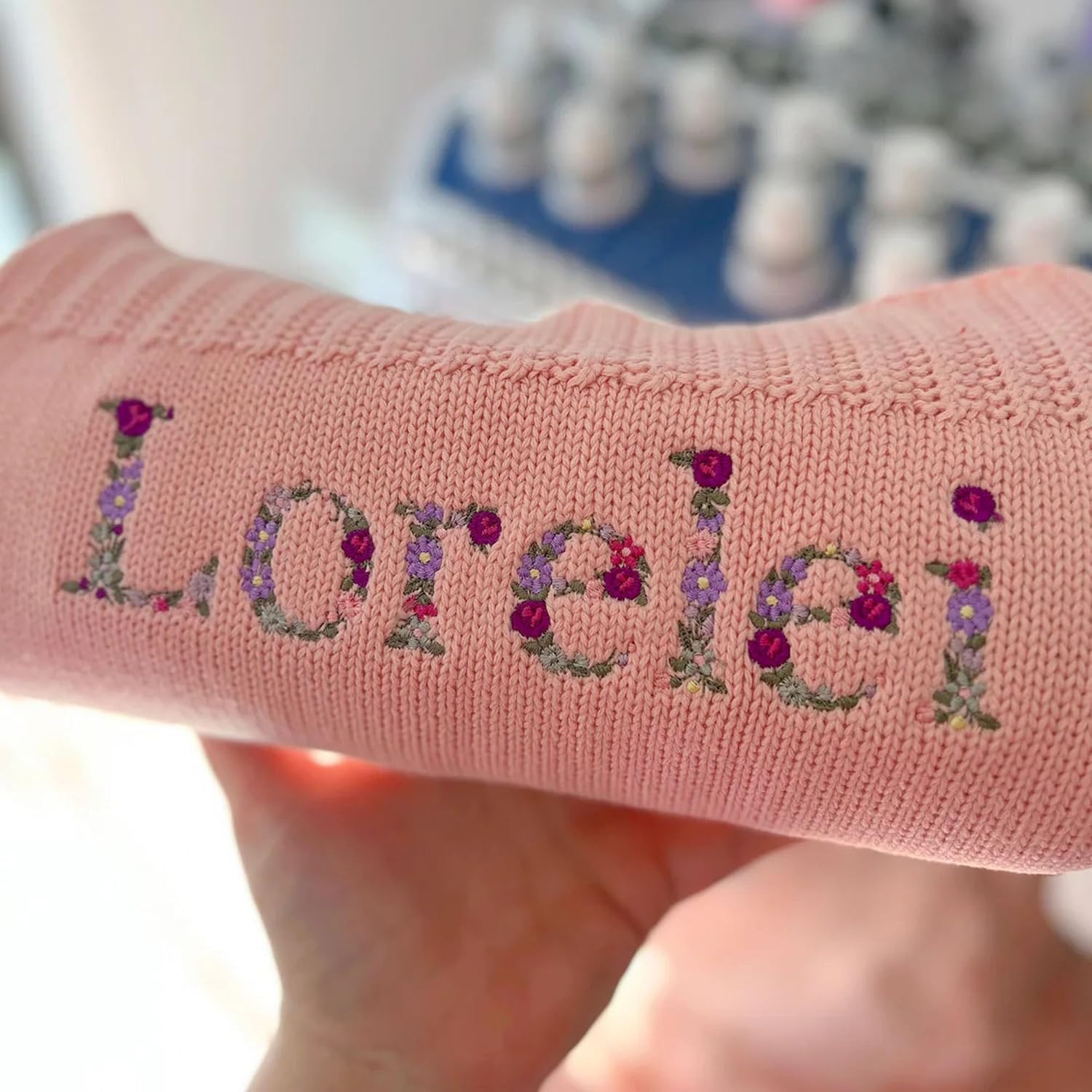 Personalized Baby Blanket with Name 40x30 Inch Chunky Knit