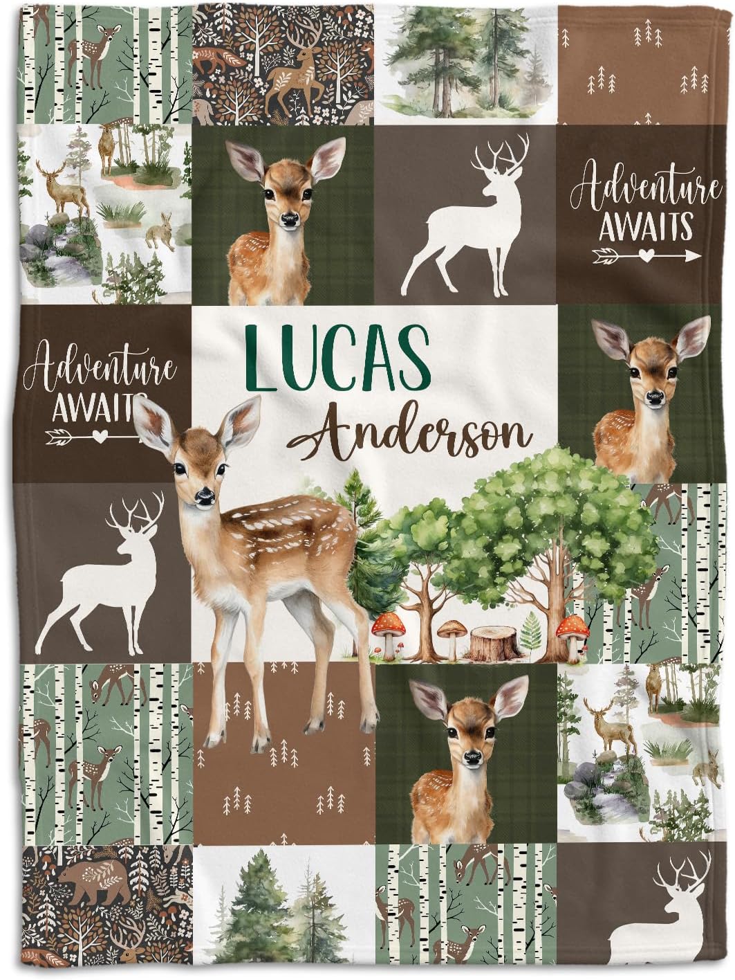 Personalized Baby Deer Blanket Woodland Theme