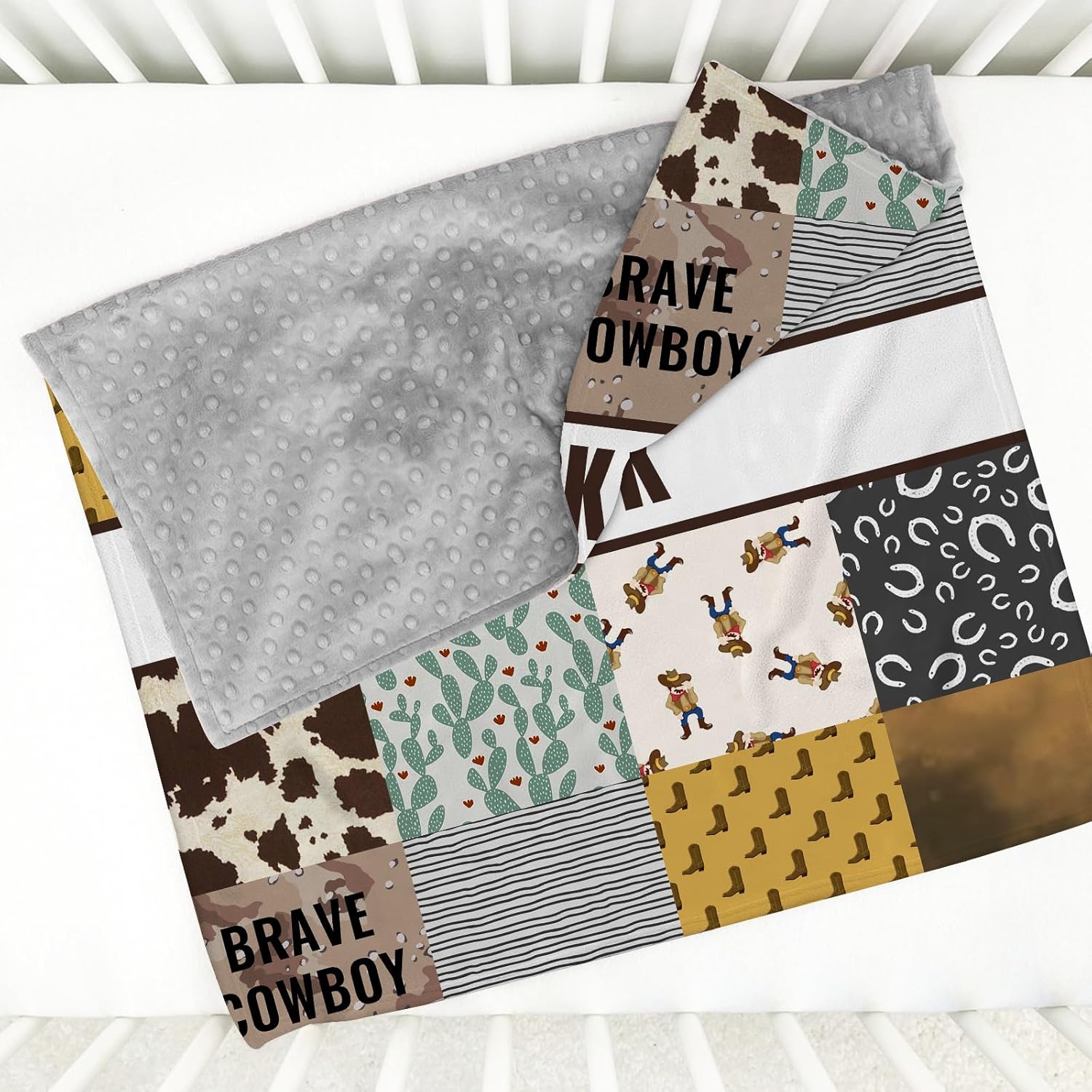 Custom Baby Blanket with Name Baseball Cowboy Style