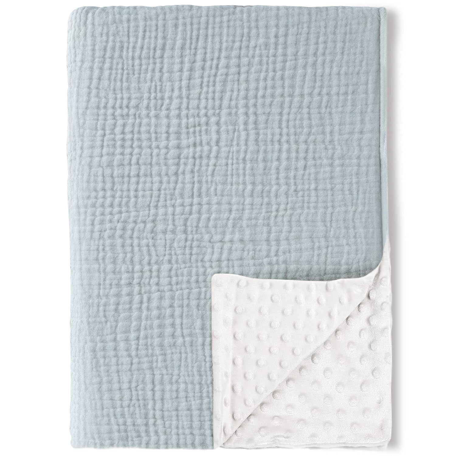 Konssy Soft Baby Blanket with Muslin Cotton Front and Dotted Fleece Back 1