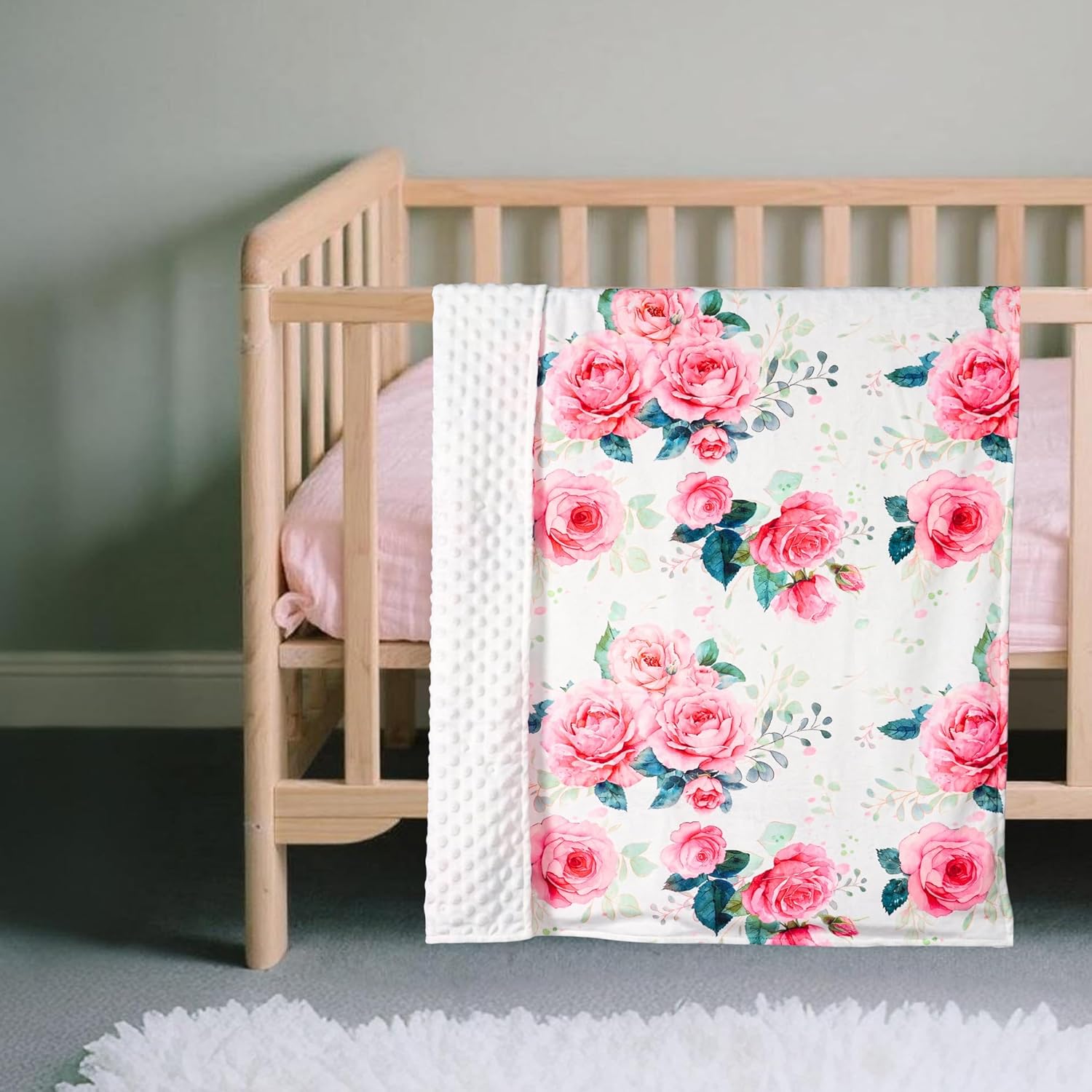 Wirein 30 x 40 Pink Rose Baby Blanket