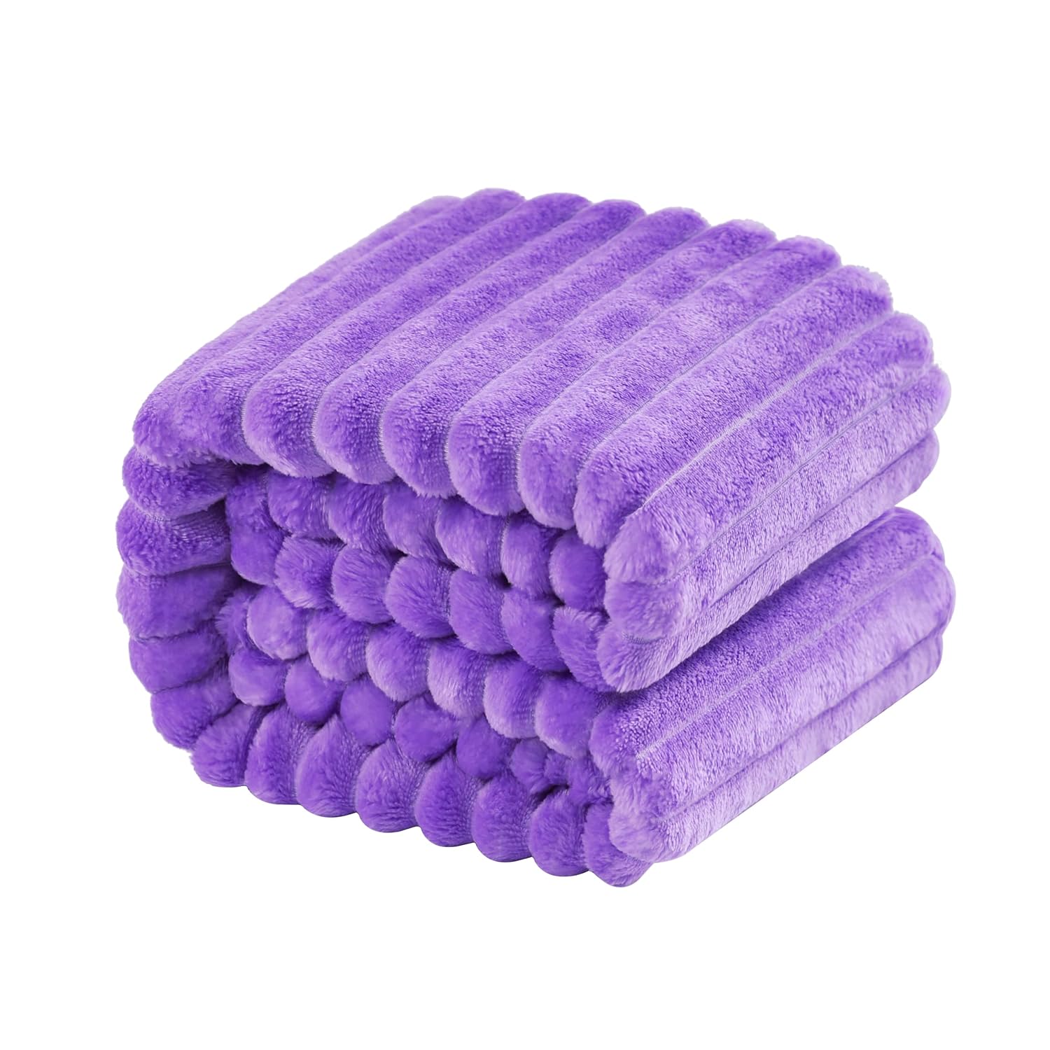 NTBAY Plush Flannel Baby Blanket with Stripe Pattern 30x40 Inches Purple