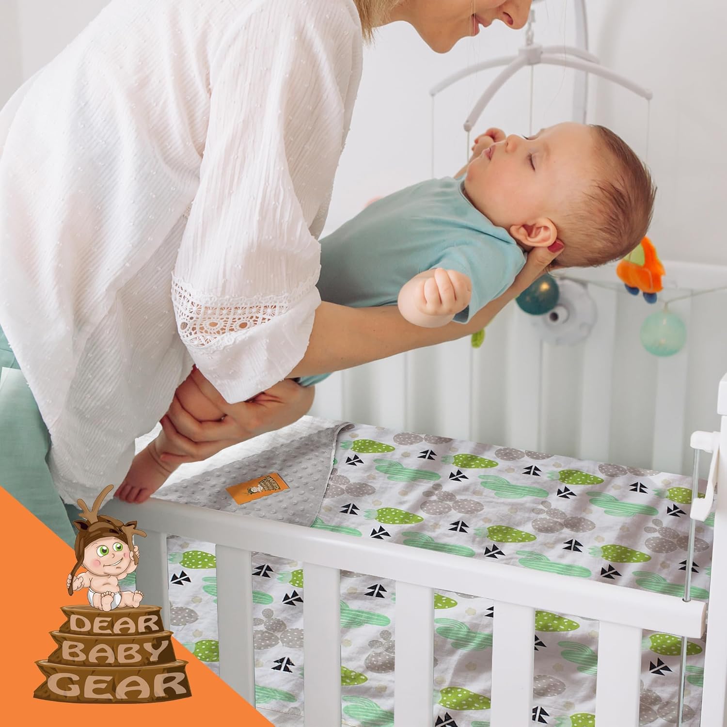 Dear Baby Gear Reversible Blanket - Soft 40x30 Cactus Dot