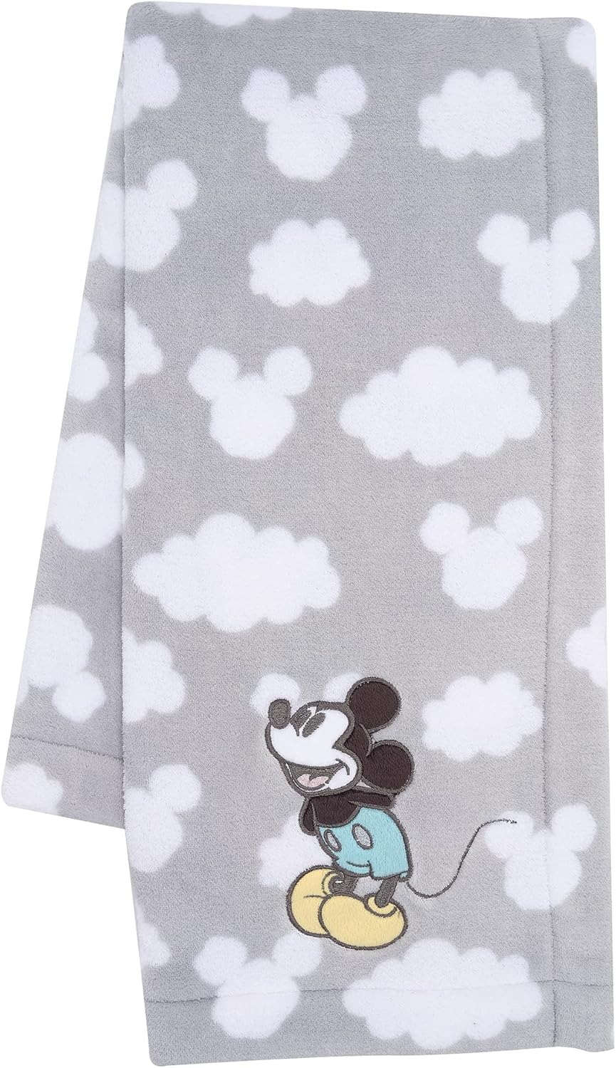 Lambs Ivy Disney Baby Moonlight Mickey Mouse Gray Soft Fleece Blanket