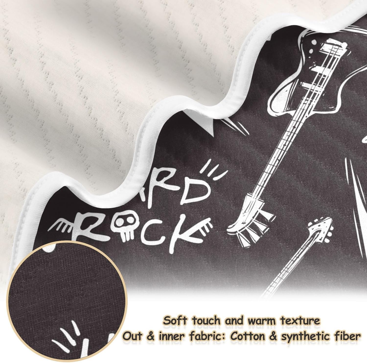 Pigsaly Rock Roll Lightnings Skull Baby Blanket 30x40in