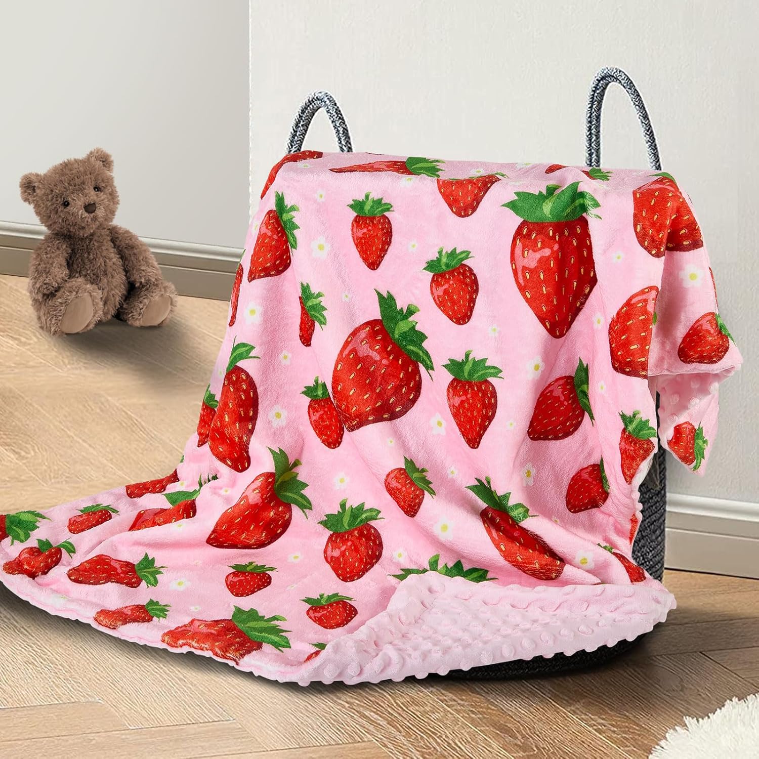 Strawberry Pattern Baby Blanket for Boys Girls