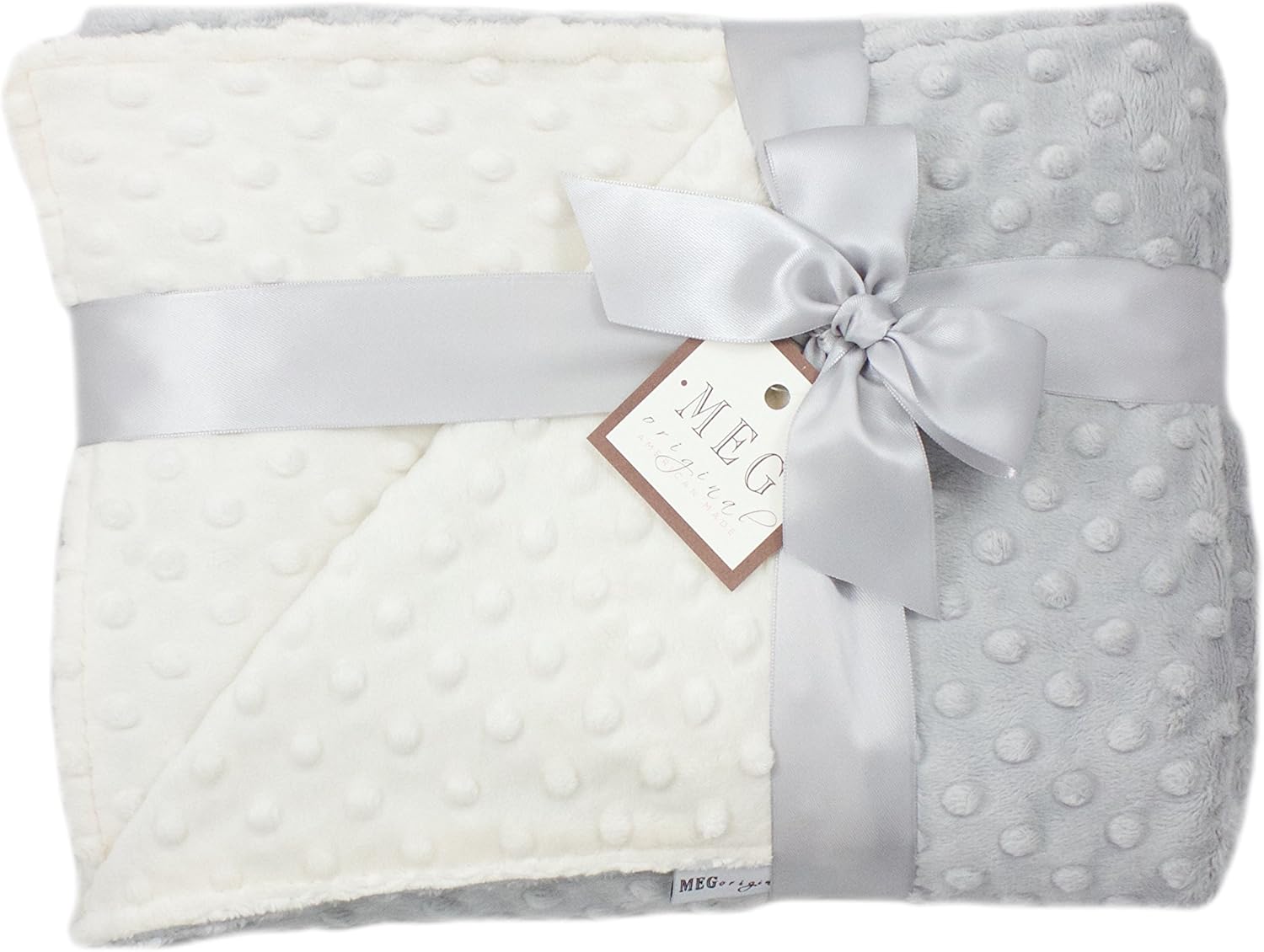 Ivory Gray Minky Dot Crib Blanket 6778