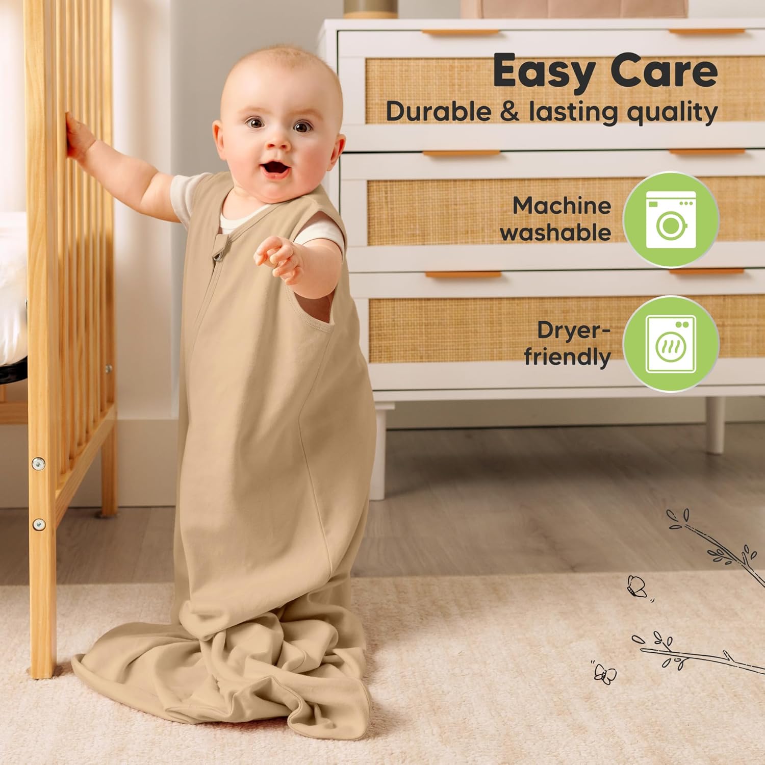 KeaBabies 2-Pack Baby Sleep Sacks - 05TOG Organic Cotton Wearable Blanket