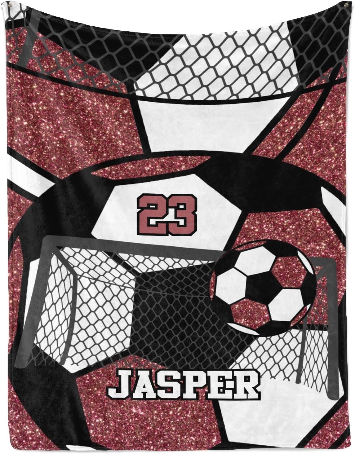Deven Personalized Soccer Ball Maroon Baby Blanket - 30x40 Inches