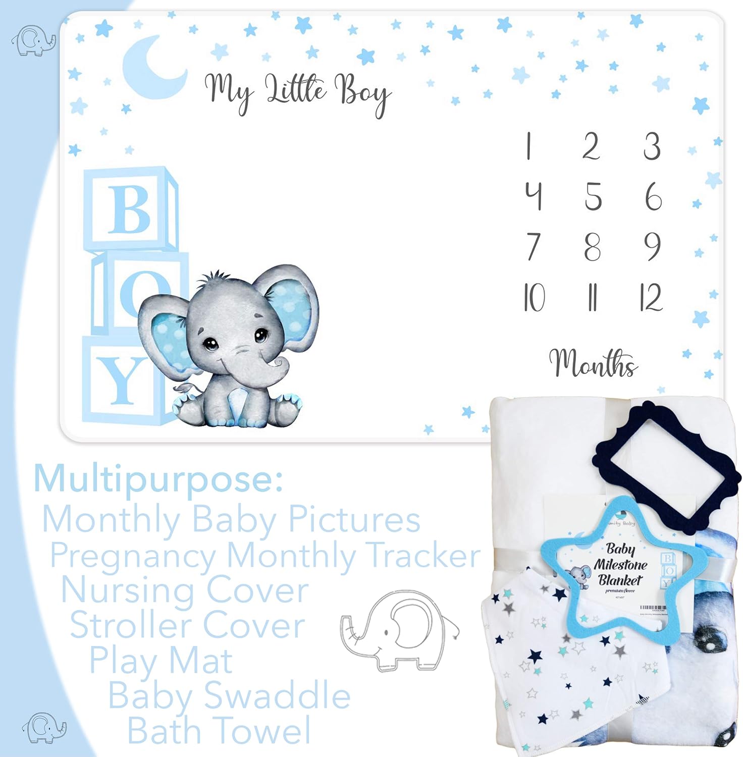Amity Baby Monthly Milestone Blanket for Boy 1