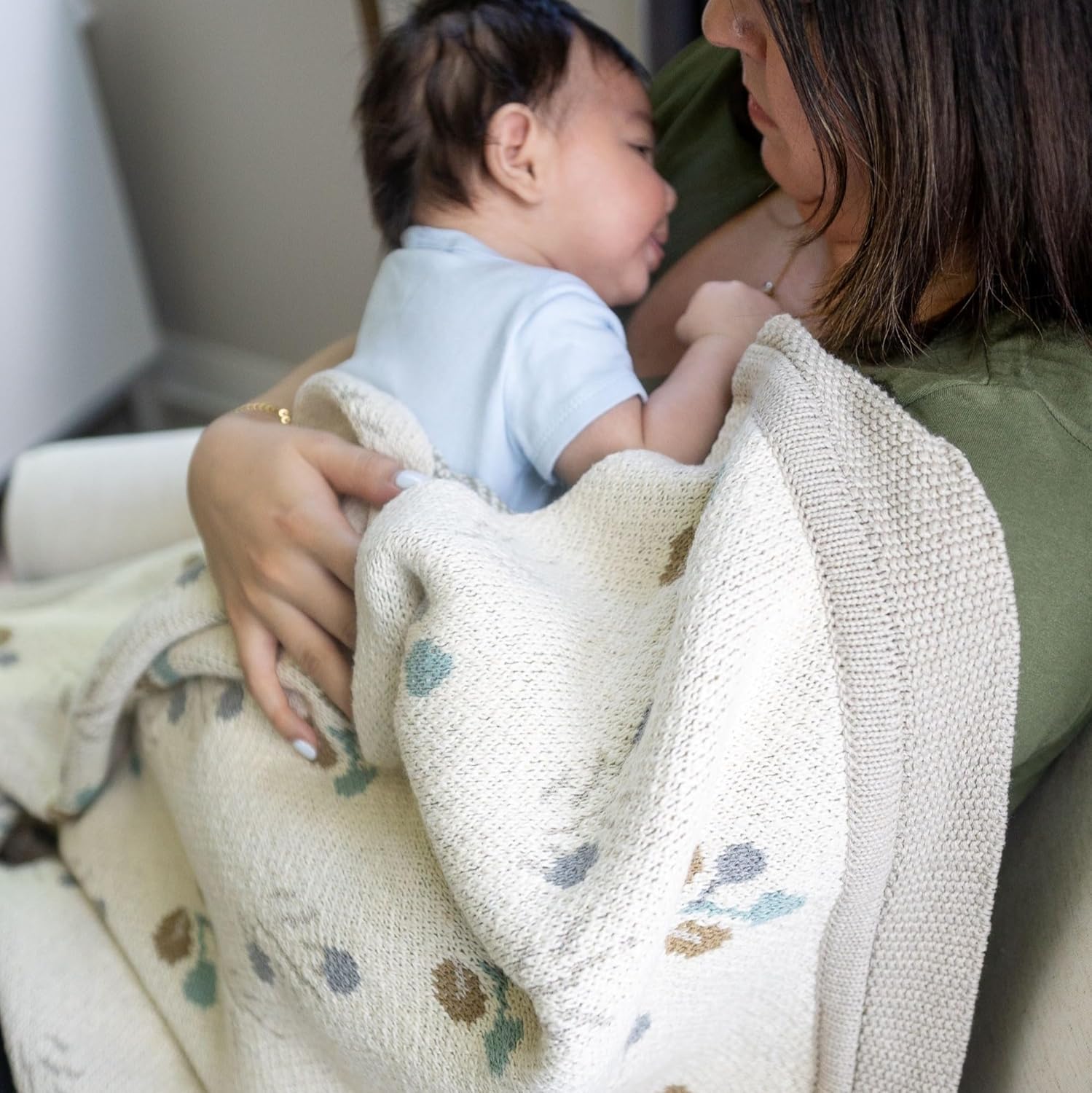 Crane Baby Organic Cotton Poppy Pattern Blanket