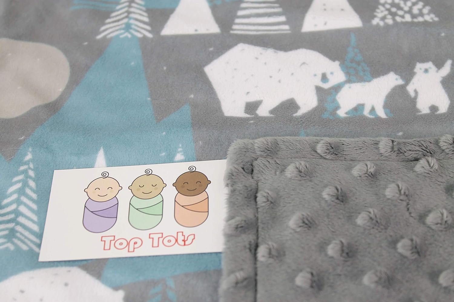 Top Tots Deluxe Baby Blanket - White Bear and Trees
