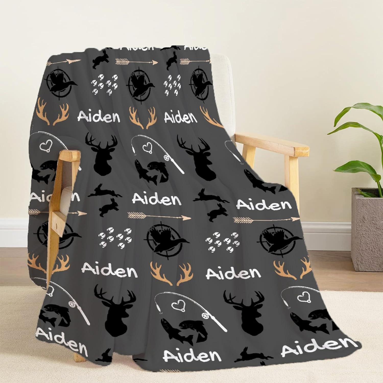 Customized Deer Duck Fish Woodland Baby Blanket 30x40